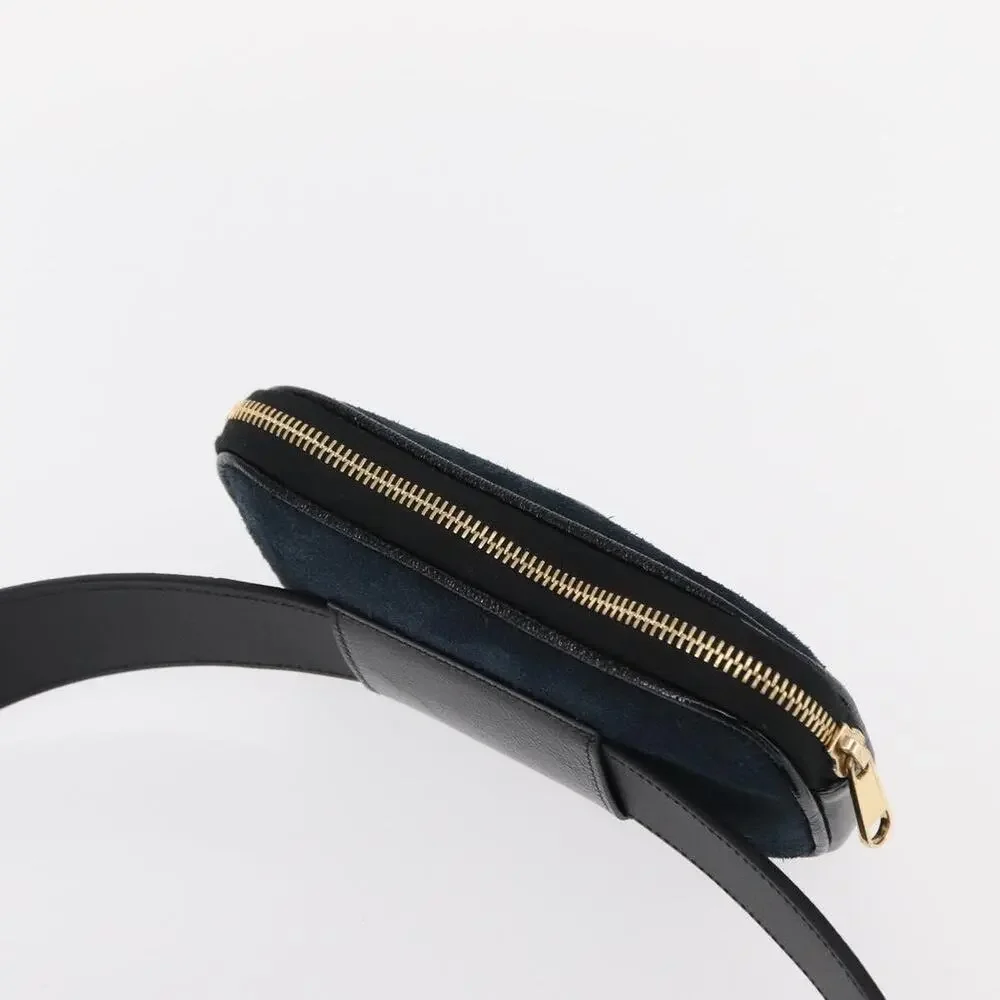 Gucci Suede Web Enamel Waist Bag Navy